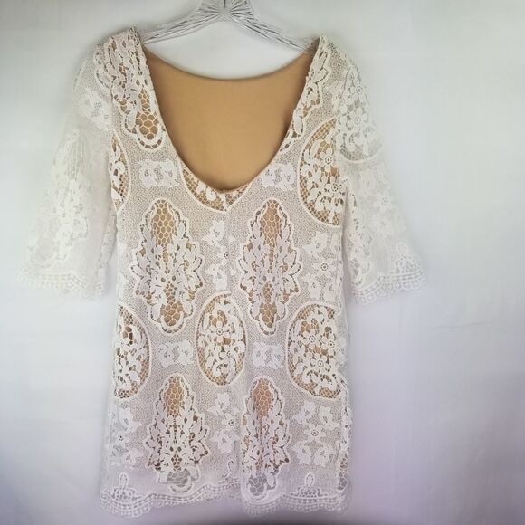 Aakash Off White Tunic Top. Size S - Picture 5 of 12